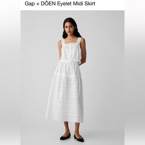 Gap × DÔEN Eyelet Midi Skirt White Size Small NWT